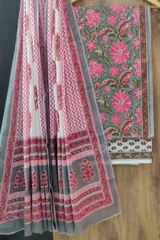 Beauty Bush Printed Suit With Flower Design Dupatta