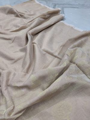 Beige Pure Handloom Silk Cotton Saree From Bengal