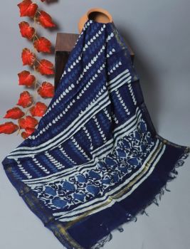 Bagru Hand Block Printed Chanderi Silk Dupatta