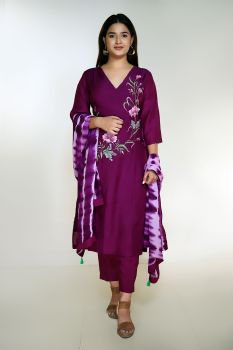Handpainted Bell Sleeve Suit With Trouser