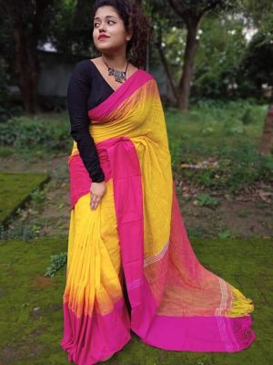 Multi Colour Pure Handloom Cotton Saree From Bengal