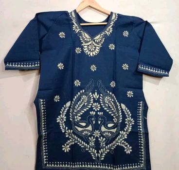 Blue Pure Handloom Cotton Tops From Bengal