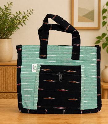 Sea Green Shopping Bags with Double Handles | Cloth Grocery Tote Bag | Eco-Friendly, Washable & Foldable Reusable Bags