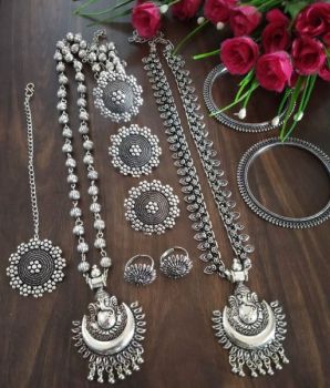 Long Pendent German Silver Oxidised Jewellery