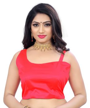 Light Pink Malai Satin Fabric One Side Strap Blouse