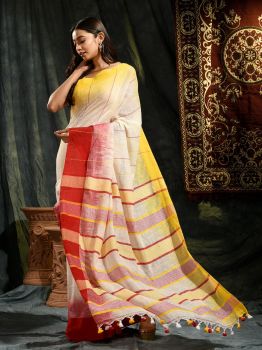 Handwoven Ikkat With Dobby Multicolor Cotton From Bengal Saree
