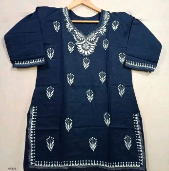 Blue Pure Handloom Cotton Tops From Bengal