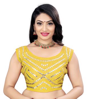 Yellow Phantom Mirror Paper Work Blouse