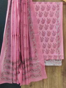 Dusty Rose Printed Suit With Flower Design Dupatta