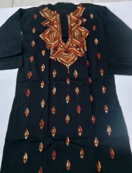 Black Pure Handloom Cotton Kurta From Bengal