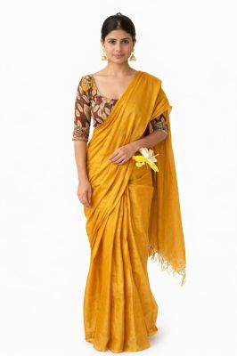 Yellow Bengal Tissue Cotton Pure Handloom Saree