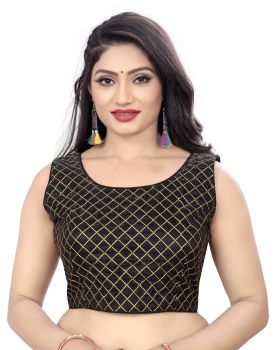 Black Satin Fabric With Embroidery Work Blouse