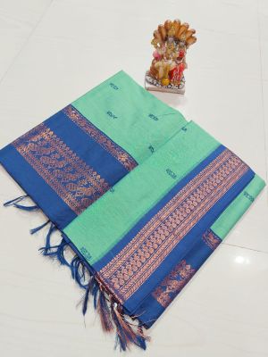 Teal Pure Handloom Gadwal Saree From Bengal