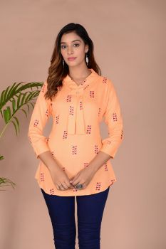 Peach Printed Cotton Top