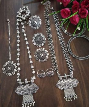 Long Pendent German Silver Oxidised Jewellery