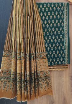 Cadet Grey Printed Suit With Flower Design Dupatta