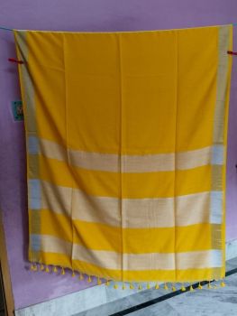 Yellow Pure Handloom Cotton Saree from Bengal