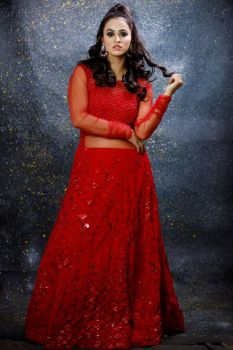 BOAT NECK HEAVILY EMBELLISHED LEHENGA