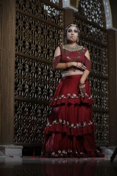 Ruffled Multi Cascade Lehenga