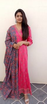Pink Silk Anarkali Set