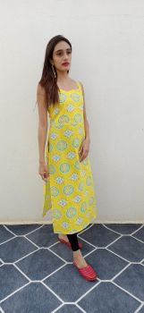 Block Print High Slit Kurti