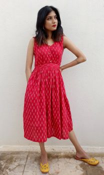 Ikat Dress With Detachable Belt