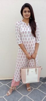 Pink & White Kurti Set
