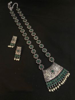 Green German Silver Oxidised Jewellery