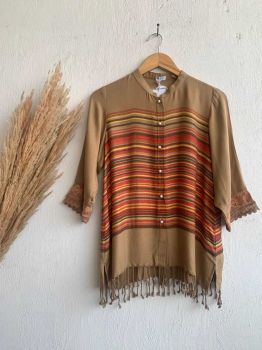Brown Pearl Stole Shirt