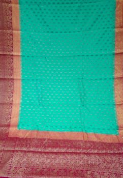 Persian Green Georgette Antique Zari Saree From Banarasi