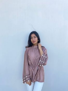 Nude Pink Chanderi Silk Shirt