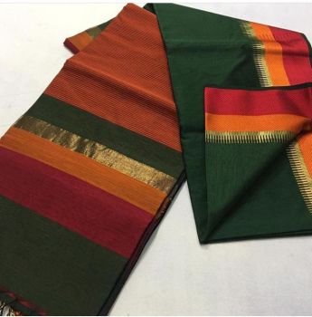 Dark Green Pure Handloom Silk Saree