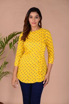 Yellow Printed Cotton Top
