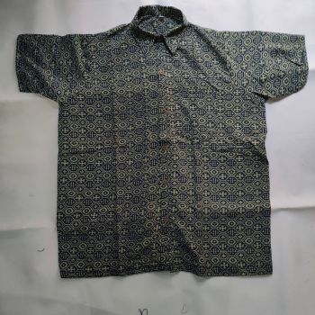 Dark Jungle Green Pure Handloom Cotton Ajrak Shirt From Bengal