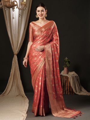Coral Party Wear Silk Saree