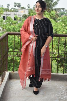Brick Red Linen Plain Dupatta