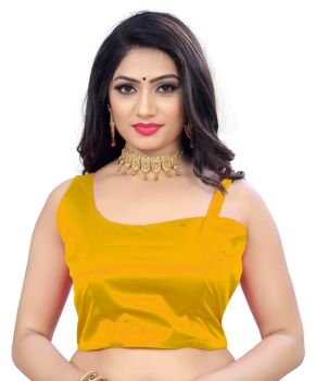 Mustard Malai Satin Fabric One Side Strap Blouse