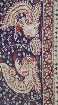 Dark Blue & Yellow Multicolour Kalamkari Cotton Saree