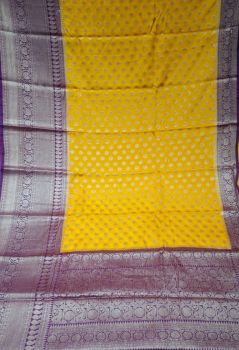 Burnt Yellow Georgette Antique Fancy Saree From Banarasi