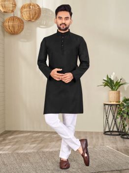 Men Dark Jungle Green Plain Traditional Kurta