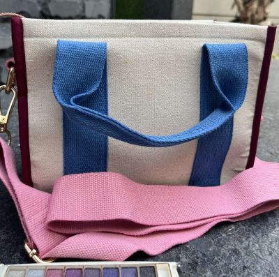 Off White Colour Block Tiny Tote Bag