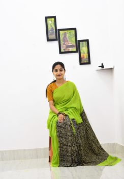 Mint Green Pure Handloom Khesh Cotton Saree From Bengal