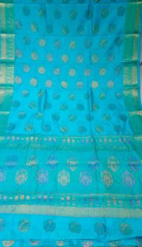 Pacific Blue Georgette Fancy Tilfi Butta Saree From Banarasi