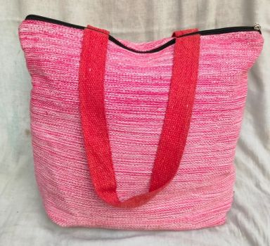 Pink Cotton Pure Handloom Tote Bag
