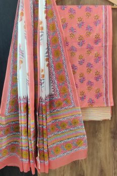 Brownish Pink Printed Suit With Flower Design Dupatta