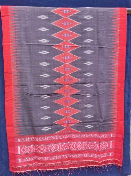 Red black white tussar Eri silk stole