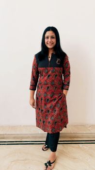 Ajrakh kurti with kantha pants
