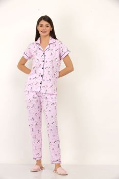 Pink Unicorn Notch Collar Night Suit Set