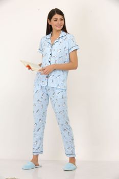 Icecream blue Unicorn Notch Collar Night suit set