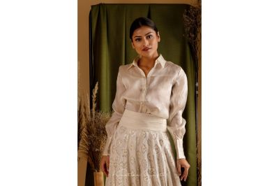 Ivory Satin Organza Shirt